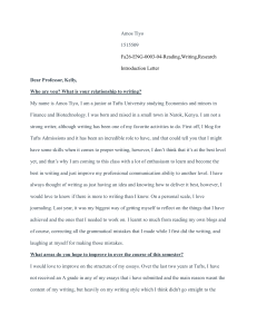 Amos Tiyo's Introduction Letter for Writing Course