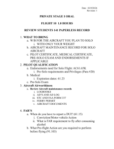 Private Pilot Stage I Oral Exam Study Guide