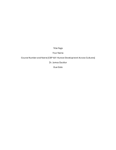 Annotated Bibliography: Human Development Across Cultures