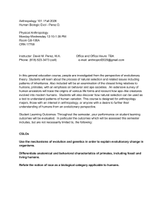 Anthropology 101 Syllabus: Physical Anthropology Fall 2026