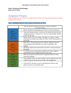 Site-Based Tiered Behavioral Interventions Assignment