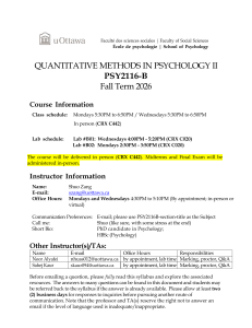 PSY2116-B Quantitative Methods in Psychology II Syllabus
