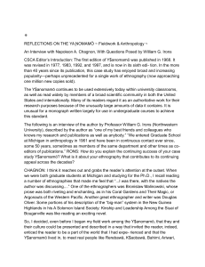 Reflections on the Yanomam&ouml;: Fieldwork & Anthropology
