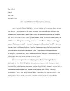 Shakespeare's Perspective on Stoicism in Julius Caesar