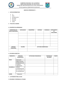 Plantilla de Sesi&oacute;n de Aprendizaje - Gobierno Regional de Cajamarca