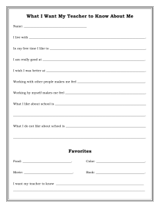 Student Self-Introduction Form for Teachers
