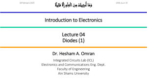 Introduction to Electronics: Diodes (1) - Lecture 04