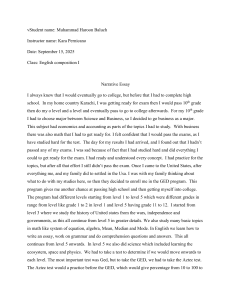Narrative Essay: GED to Community College Journey