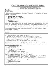 Grade 8 Math and Science Syllabus 2018-2019