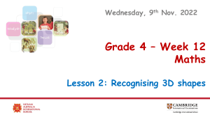 Grade 4 Maths Lesson 2: Recognising 3D Shapes