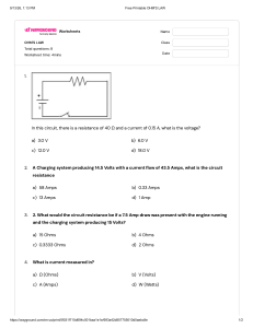 Free Printable Ohm's Law Worksheet (8 Questions)