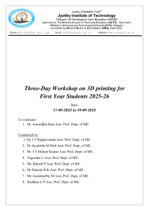 3D Printing Workshop for First-Year Students 2025