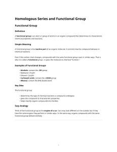 Homologous Series and Functional Group in Chemistry