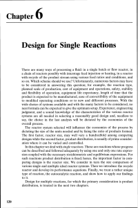 Chapter 6: Design for Single Reactions in Chemical Engineering