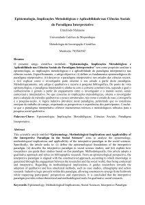 Epistemologia e Paradigma Interpretativo nas Ci&ecirc;ncias Sociais