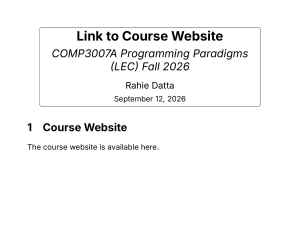 COMP3007A Programming Paradigms Course Website Fall 2026