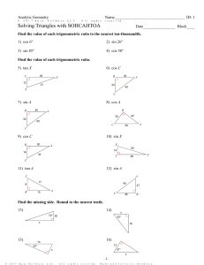 Solving Triangles with SOHCAHTOA Worksheet