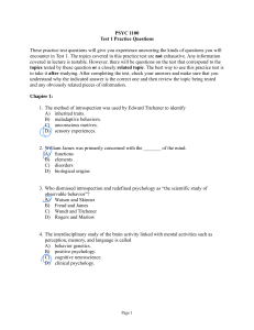 PSYC 1100 Test 1 Practice Questions