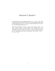 Monopoly Marginal Revenue Homework Problem