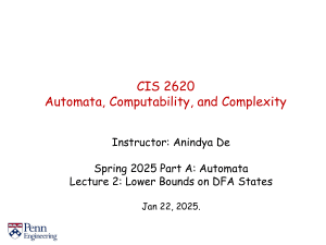 Lecture Notes: Lower Bounds on DFA States