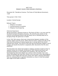 HIST*1010 Research Proposal: Erasmus's The Praise of Folly
