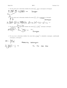 Math 212 HW 5: Series Convergence Tests