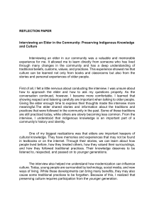 Reflection Paper: Interviewing an Elder for Cultural Preservation