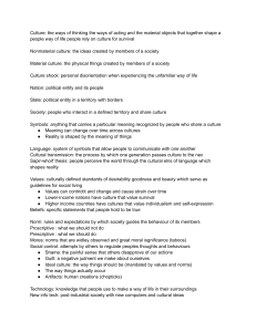 Sociology Culture Terms Glossary