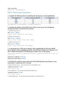 Microscope Calculations Lab Worksheet: BIOL-101-302