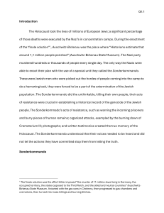 Sonderkommando in Auschwitz: Resistance and Testimony
