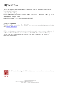 History and Political Science in International Relations: A Scholarly Analysis