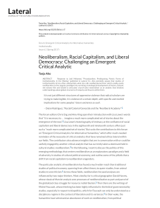 Neoliberalism, Racial Capitalism, and Liberal Democracy: A Critical Analysis
