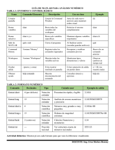 Gu&iacute;a de MATLAB para An&aacute;lisis Num&eacute;rico - Tablas y Ejercicios