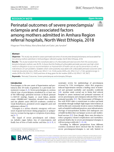 Perinatal Outcomes of Severe Preeclampsia/Eclampsia in Ethiopia