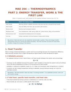 Thermodynamics Study Notes: Energy Transfer & First Law
