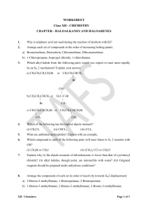Class 12 Chemistry Worksheet: Haloalkanes and Haloarenes