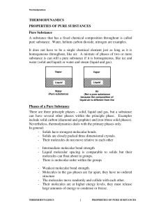 Thermodynamics: Properties of Pure Substances