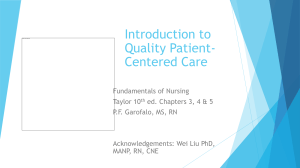 Introduction to Quality Patient-Centered Care: Nursing Fundamentals