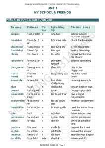 English Summer Course Unit 1: My School & Friends (Grade 5)