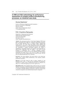 VSM and VSA Methodology for Complex Product Manufacturing Performance Assessment