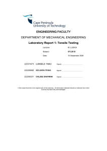 Tensile Testing Lab Report: Mechanical Engineering Experiment