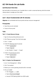 AZ-104 Hands-On Lab Guide for Azure Fundamentals