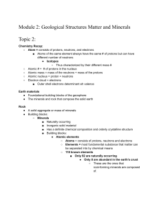 Module 2: Geological Structures Matter and Minerals