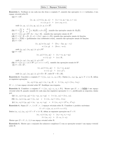 Lista 1 - Espacios Vectoriales: Ejercicios de &Aacute;lgebra Lineal