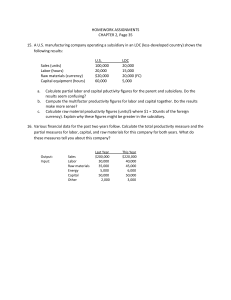 Homework Assignments: Productivity Calculations Chapter 2