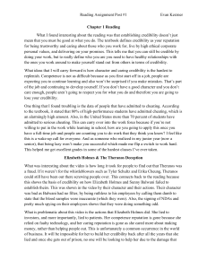 Reading Assignment: Credibility & Theranos Case Study