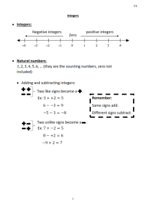 Integers Lesson: Adding, Subtracting, Rational Numbers