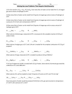Gas Law Stoichiometry Worksheet Problems