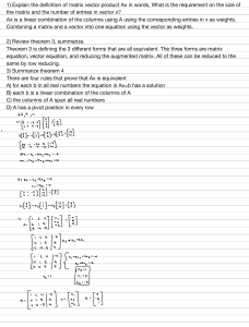 Matrix-Vector Product & Linear Algebra Theorems