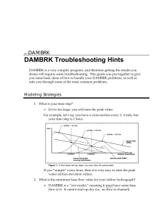 DAMBRK Troubleshooting Hints: Hydrologic Modeling Guide